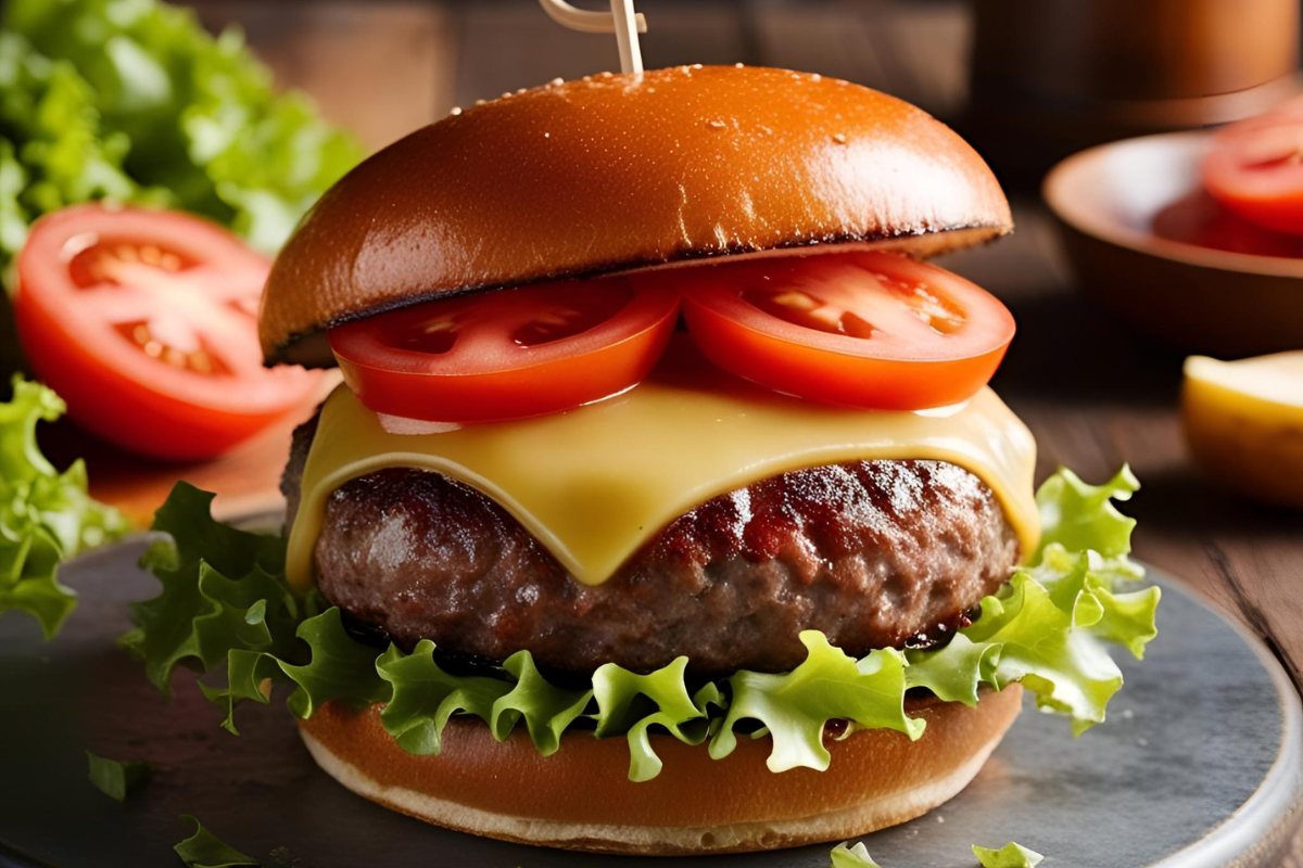 Delicioso hambúrguer artesanal como fundo